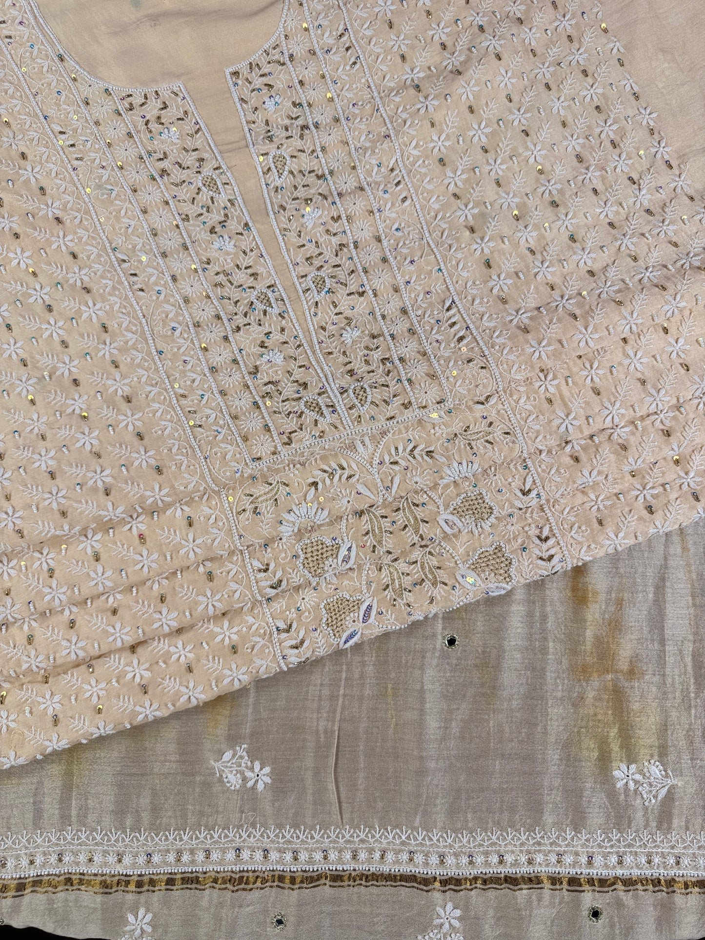 Mulberry Silk Shirt & Dupatta with Embellishments