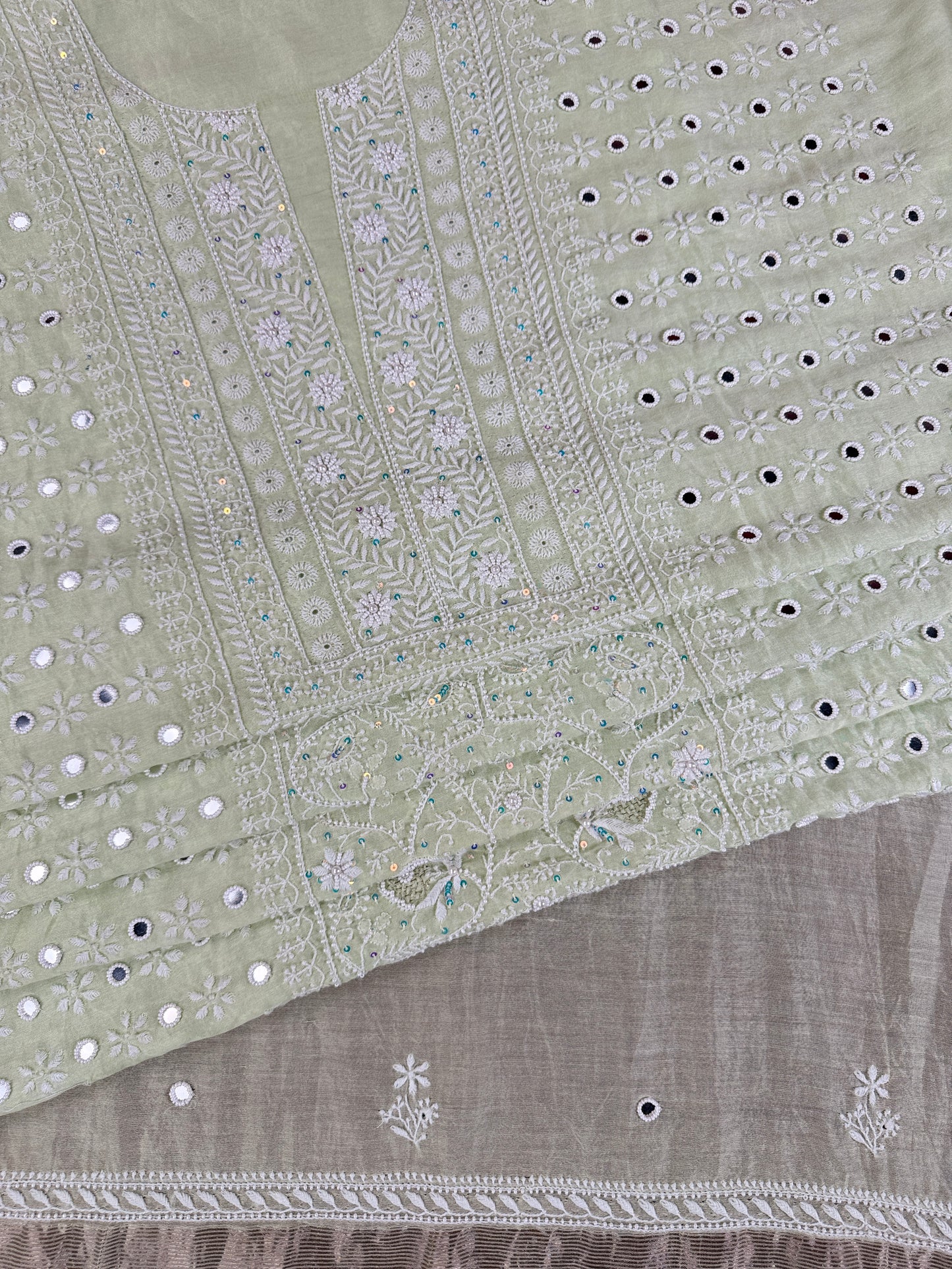 Mulberry Silk Shirt & Dupatta with Embellishments