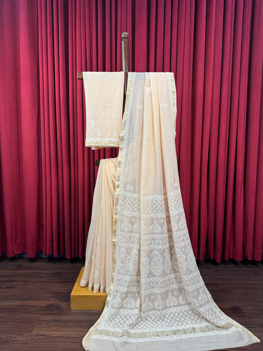 Sundury Silk Chikankari Saree - Peach