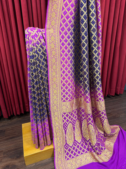 Chiffon Raidana Bandhej Saree - Ombre