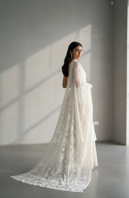 Chiffon Resham Chikankari Dupatta