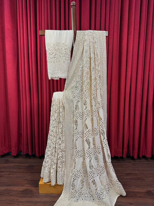 Chiffon Heavy Mukesh Jaal Saree