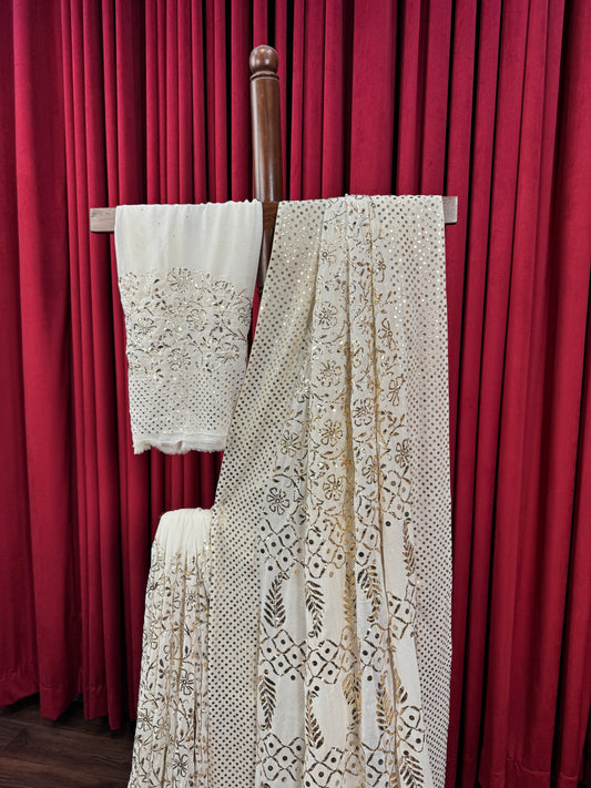 Chiffon Heavy Mukesh Jaal Saree