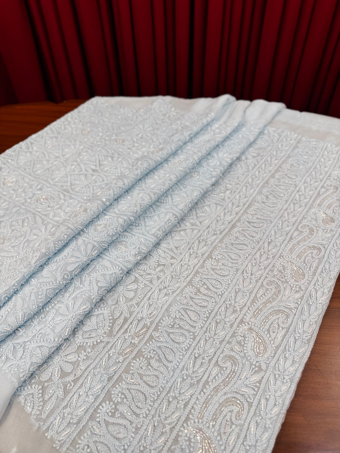 Chiffon Chikankari Shirt with Embellishments