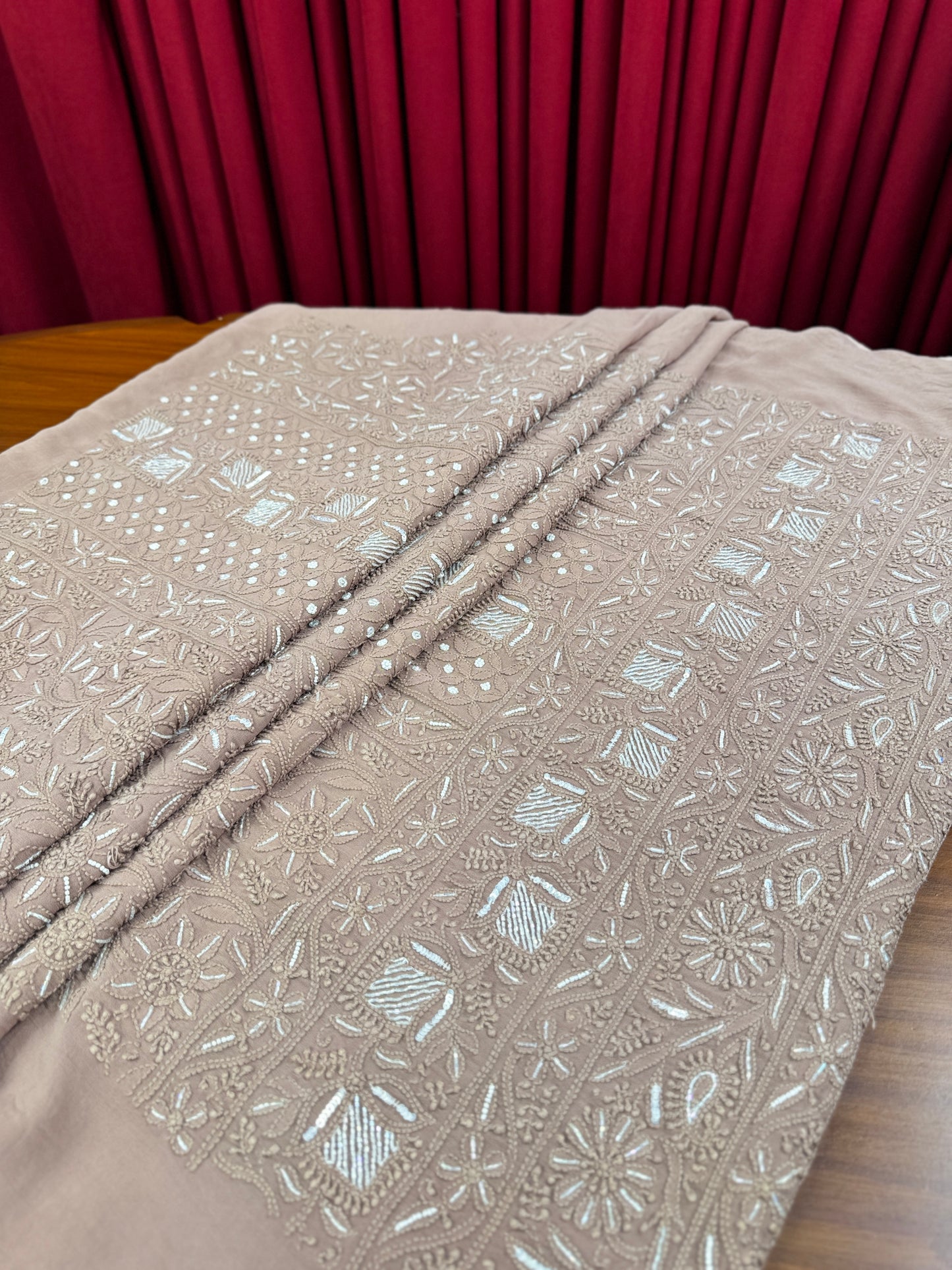 Chiffon Chikankari Shirt with Embellishments