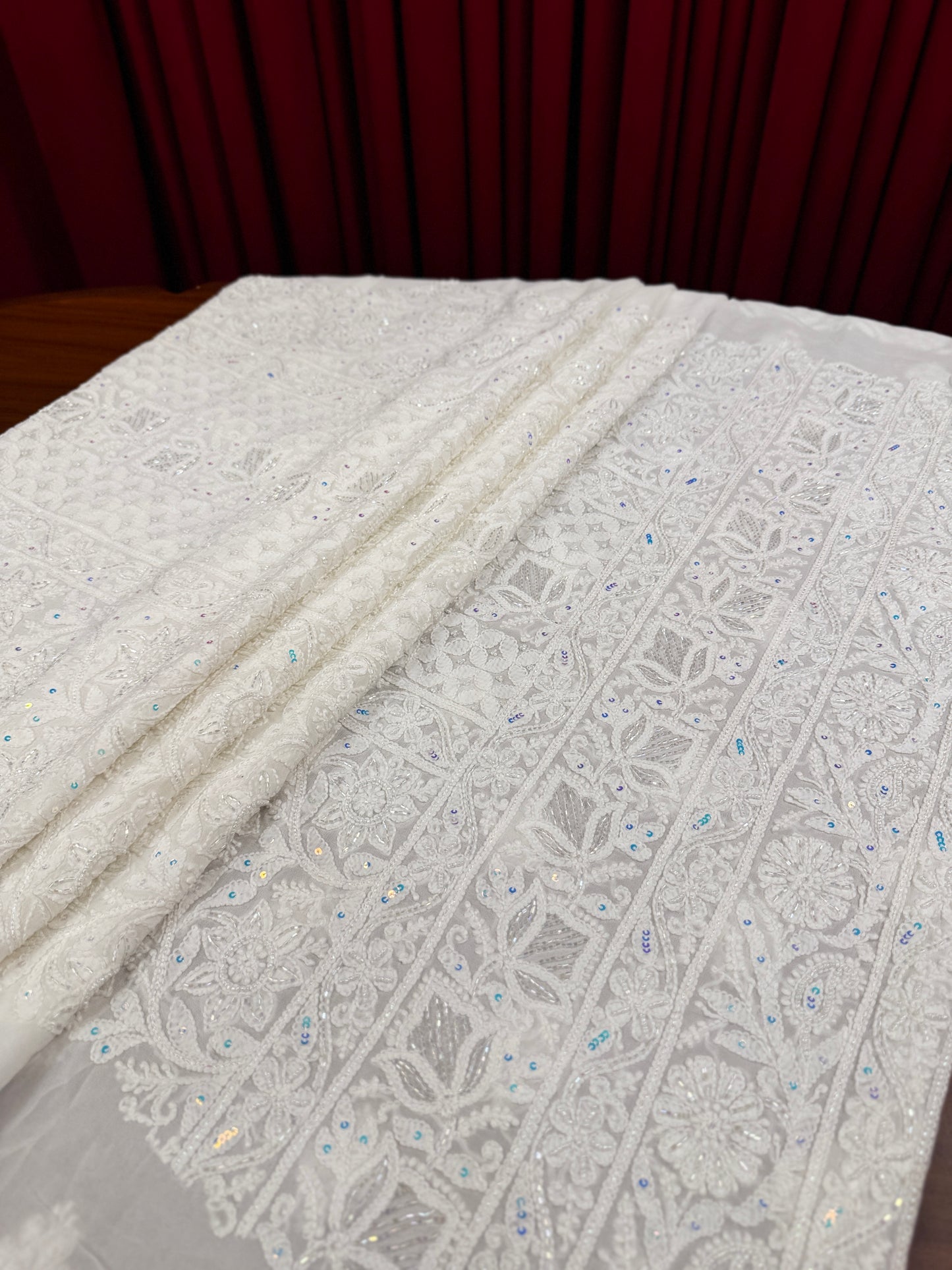 Chiffon Chikankari Shirt with Embellishments