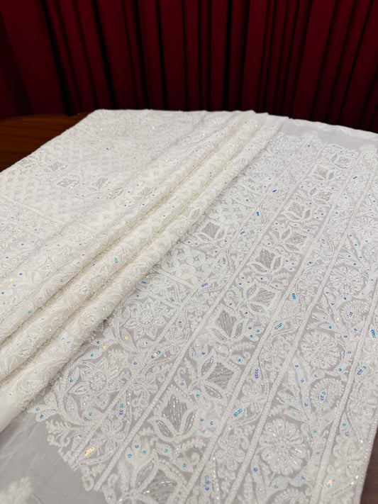 Chiffon Chikankari Shirt with Embellishments