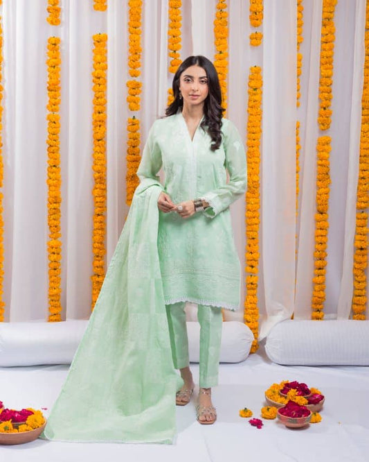 Diva's Cotton Chikankari Three Piece (unstitched)