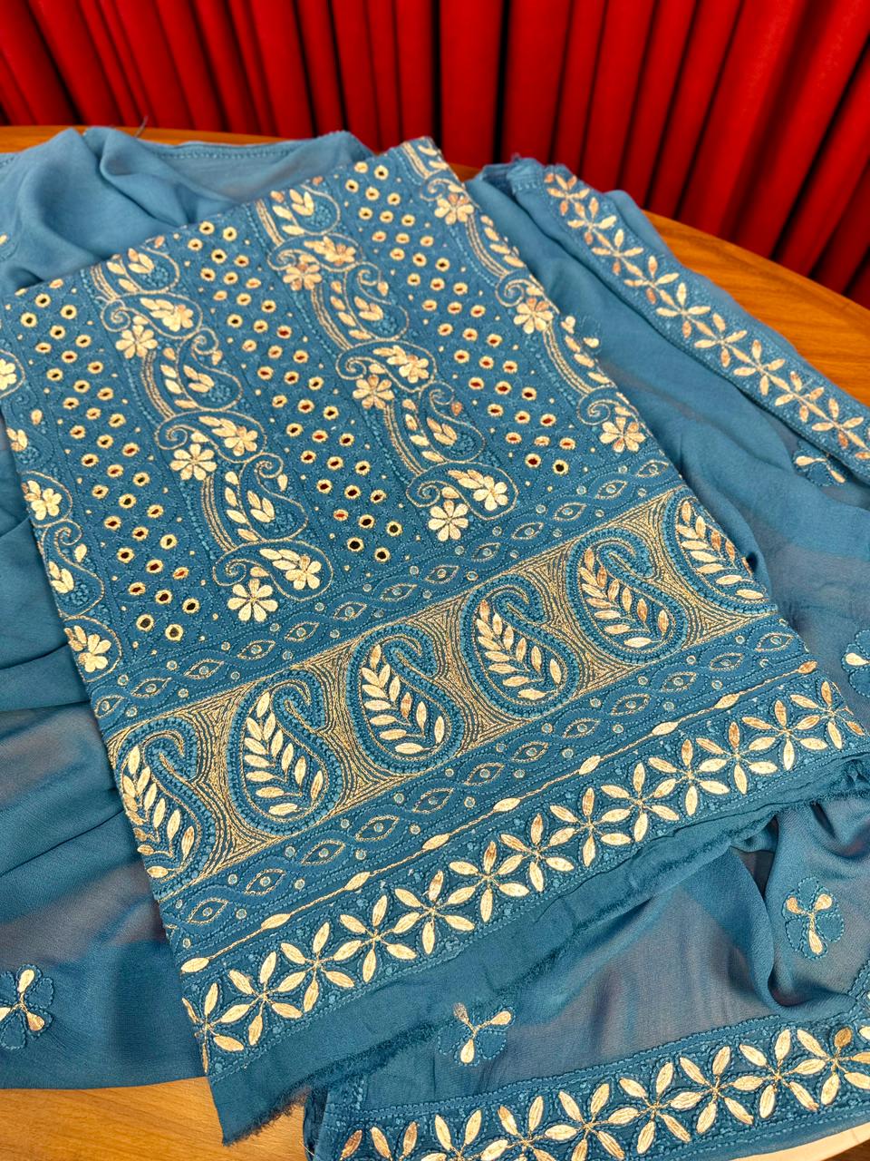 Chiffon Chikankari with Gotta Patti Shirt & Dupatta