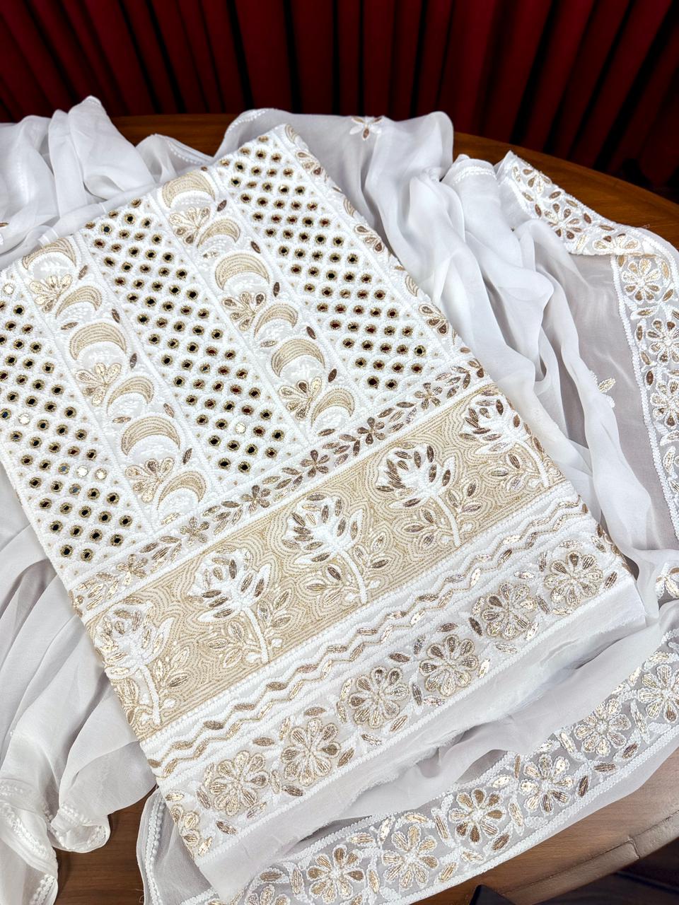 Chiffon Chikankari with Gotta Patti Shirt & Dupatta