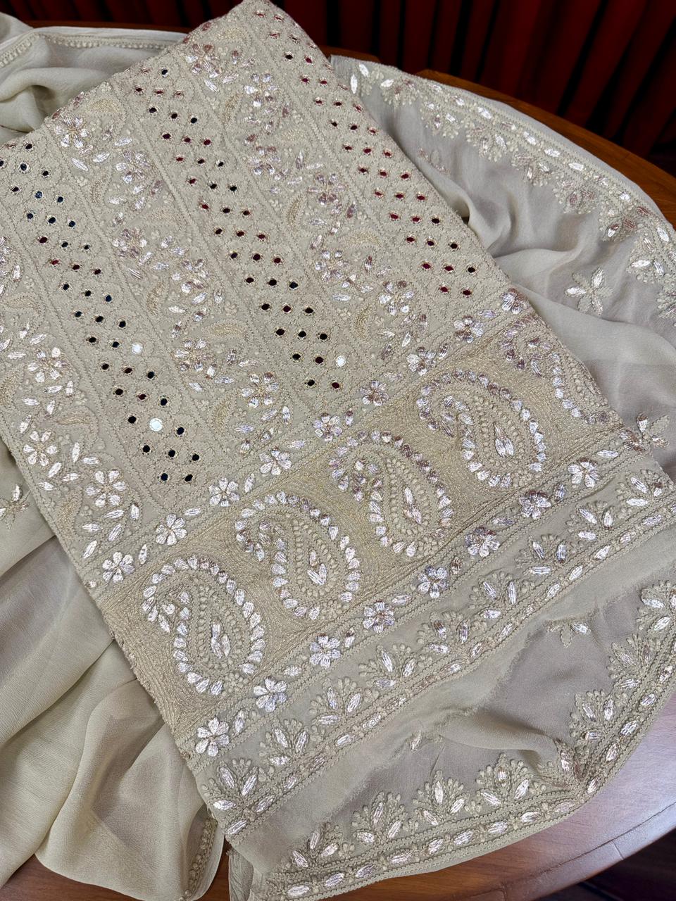 Chiffon Chikankari with Gotta Patti Shirt & Dupatta