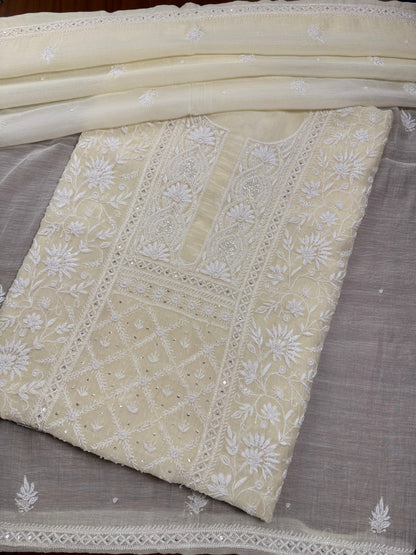 Sundury Silk Front Jaal Shirt & Dupatta