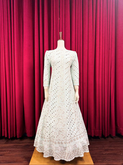 Chiffon Gotta & Mirror Anarkali