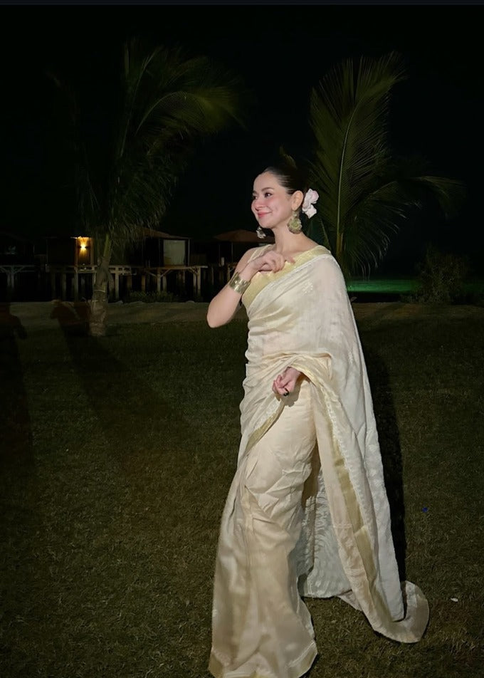 Diva's Khaadi Silk Chikankari Palla Border Saree