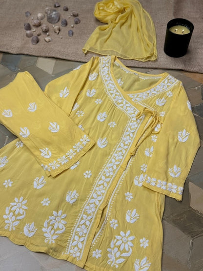 Girl's Soft Lawn Chikankari Angrakha