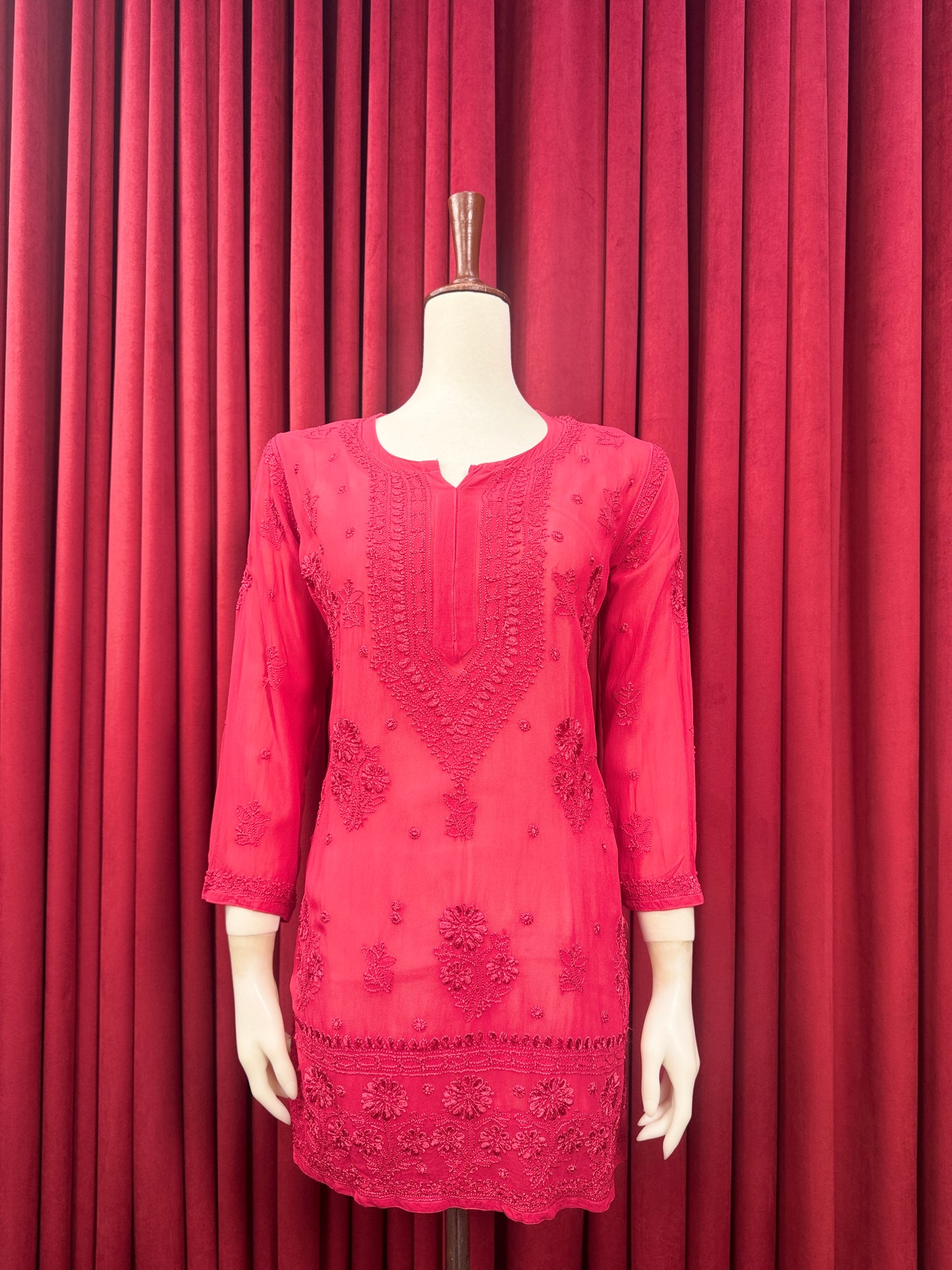 Chiffon Resham Chikankari Booti Short Kurta