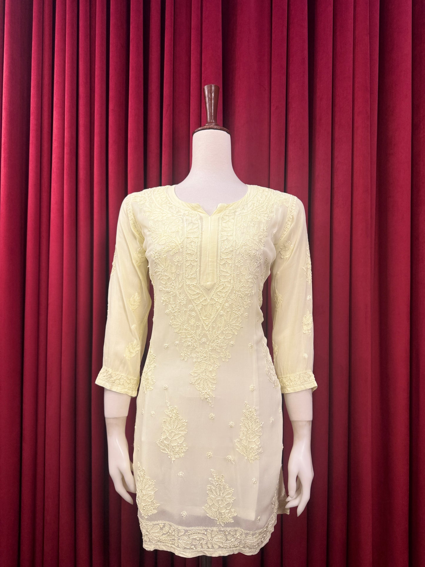 Chiffon Resham Chikankari Booti Short Kurta