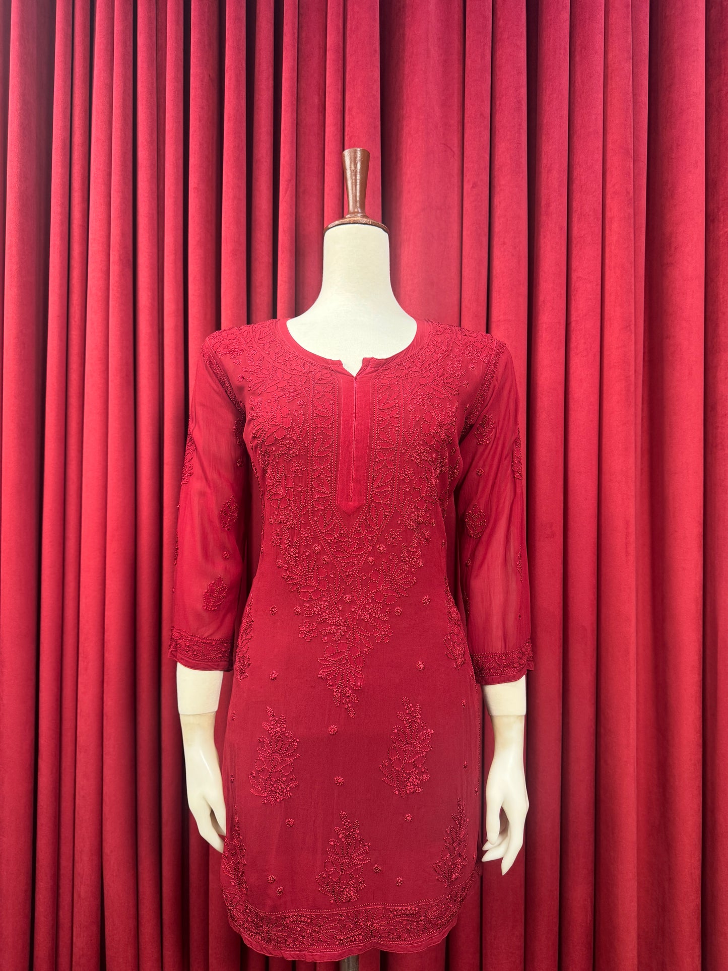 Chiffon Resham Chikankari Booti Short Kurta