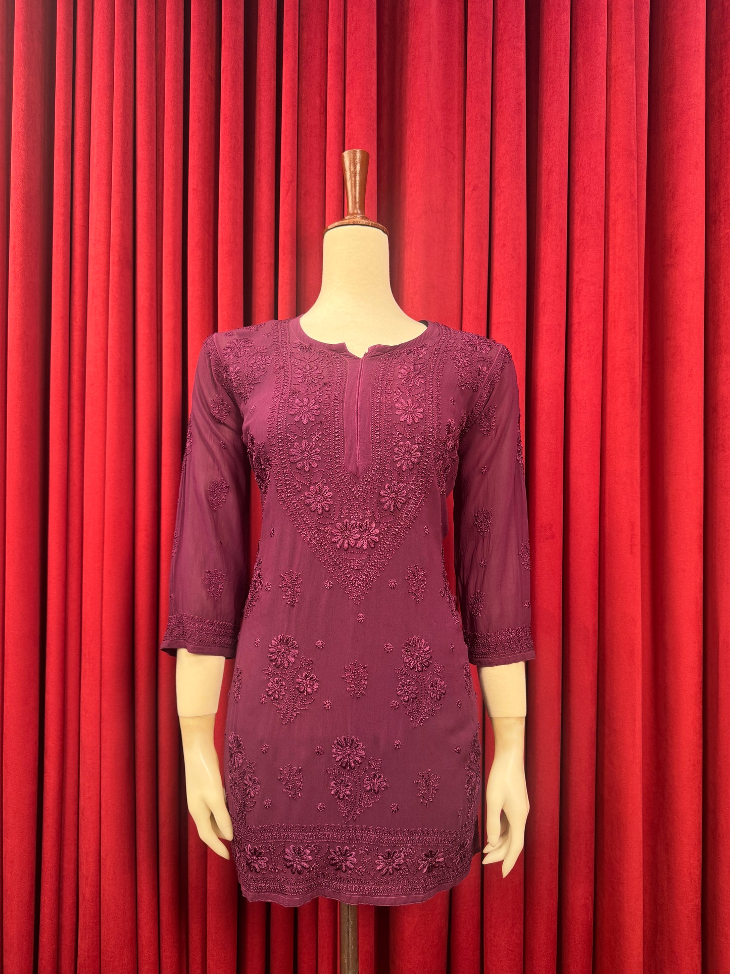 Chiffon Resham Chikankari Booti Short Kurta