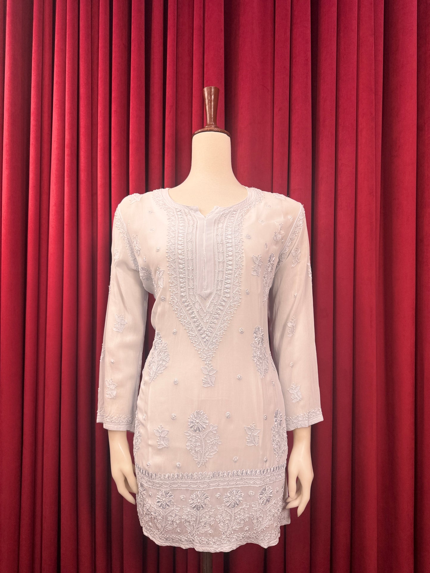 Chiffon Resham Chikankari Booti Short Kurta