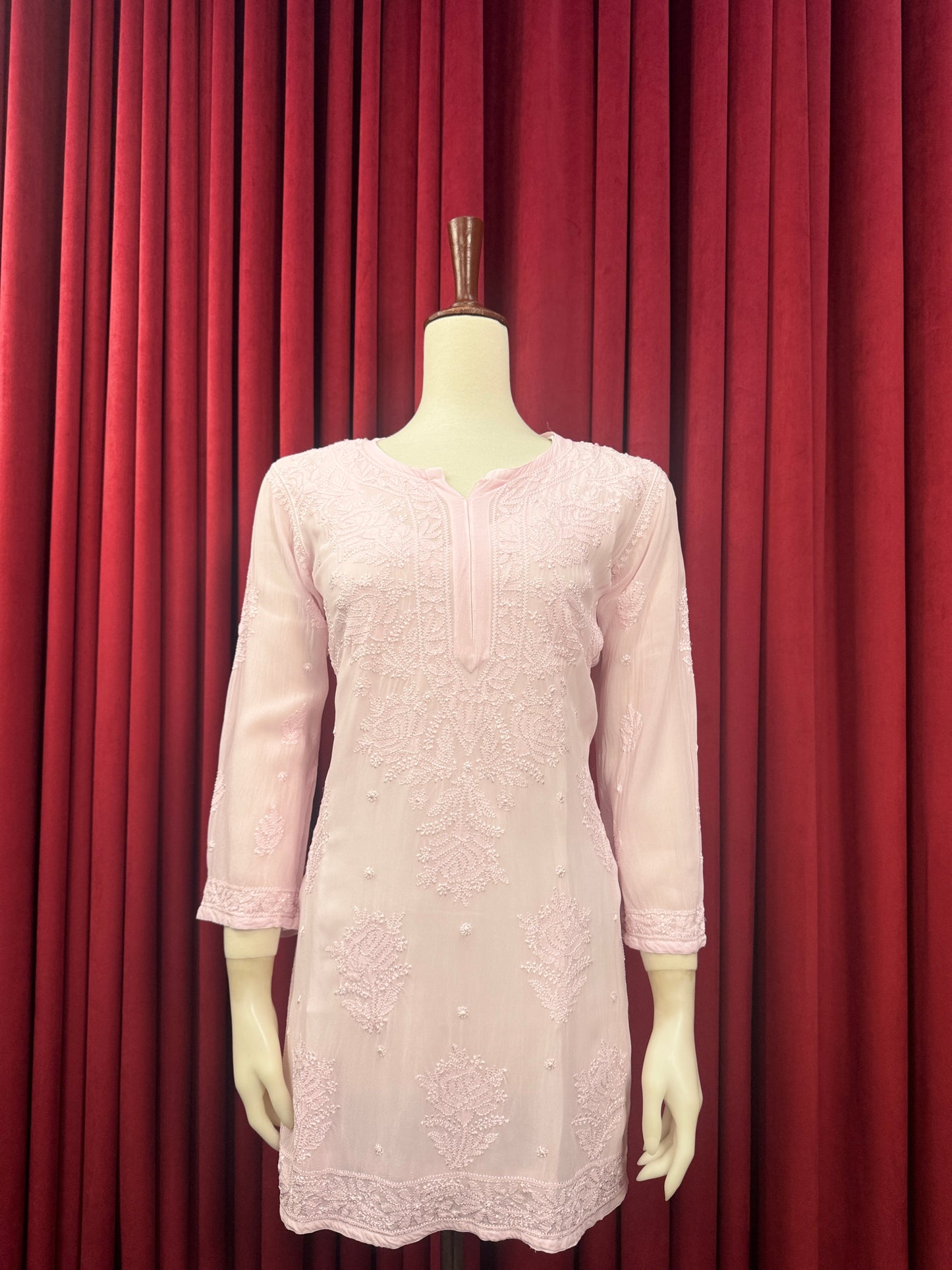 Chiffon Resham Chikankari Booti Short Kurta