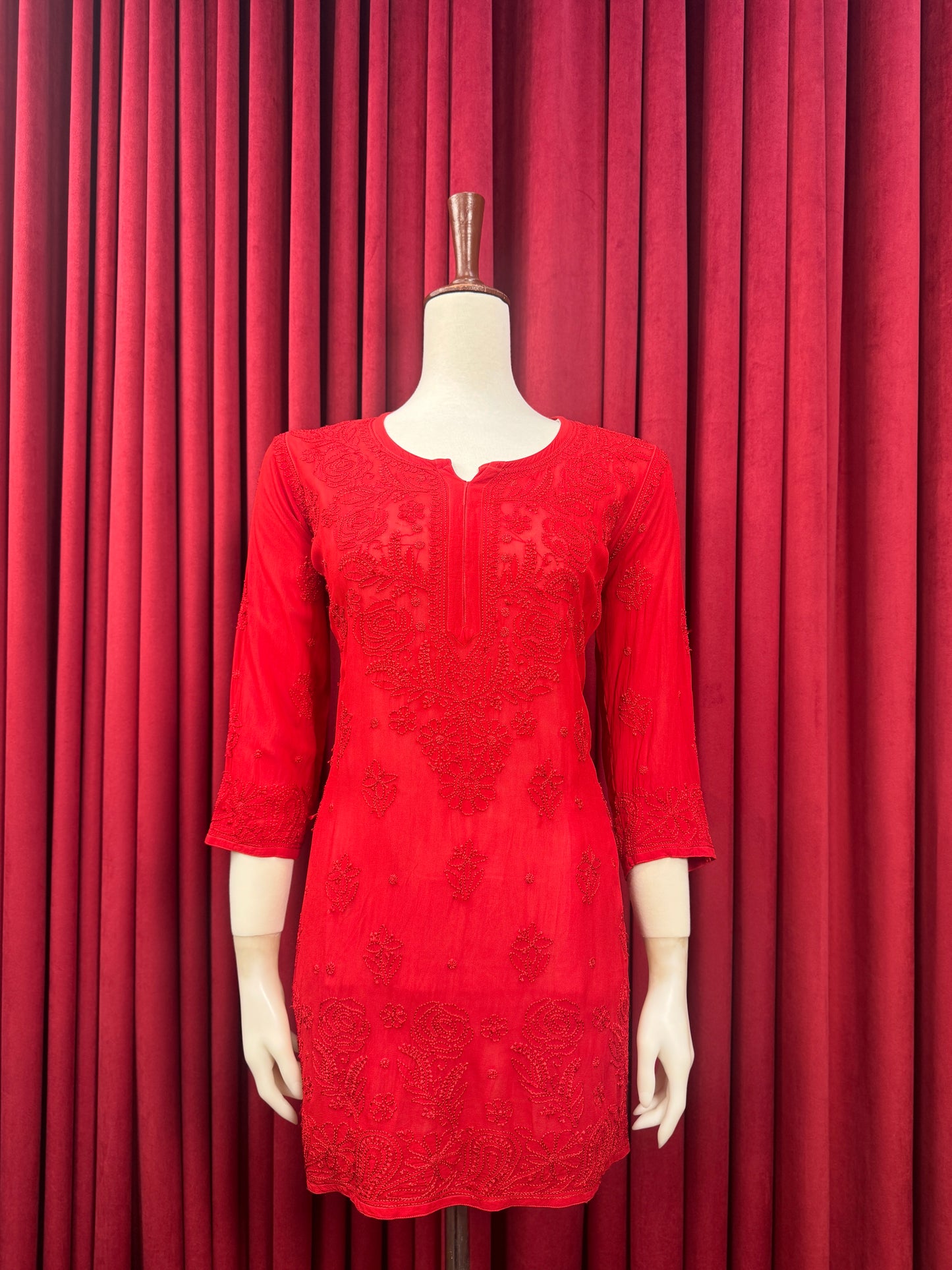 Chiffon Resham Chikankari Booti Short Kurta