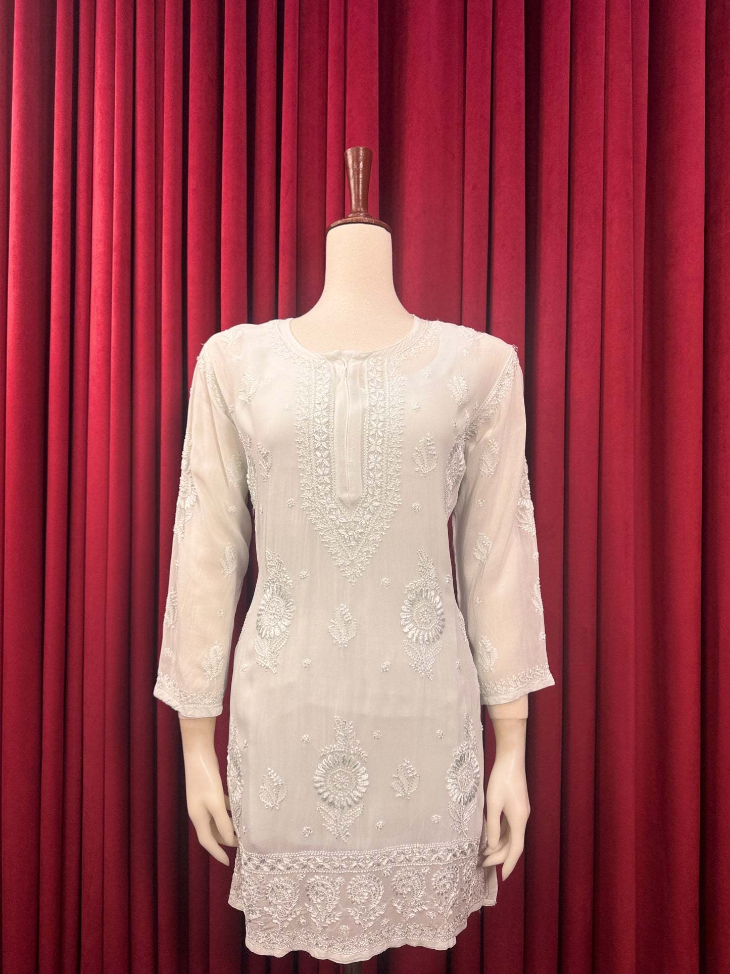Chiffon Resham Chikankari Booti Short Kurta
