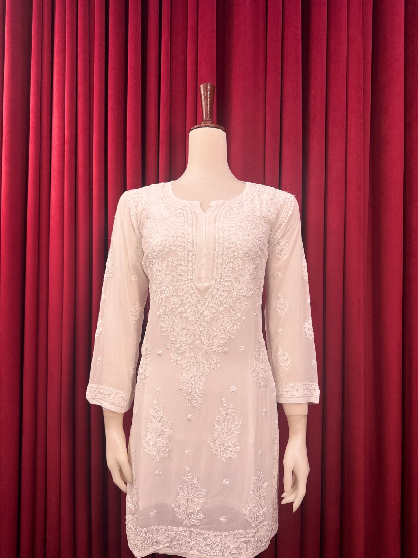Chiffon Resham Chikankari Booti Short Kurta